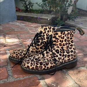 Leopard Print Lace-Up Boots